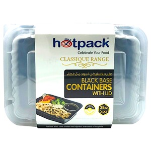 Hotpack Black Base Containers With Lids 5 Pieces