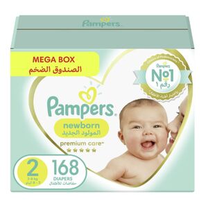 Pampers Baby Diaper Premium Care Taped Mega Box Size 2 168 Pcs