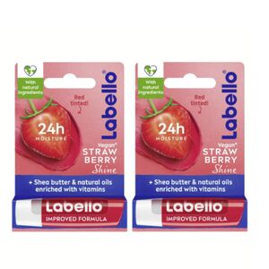 Labello Lip Balm Moisturising Care Strawberry Shine 4.8 Gr Pack Of 2