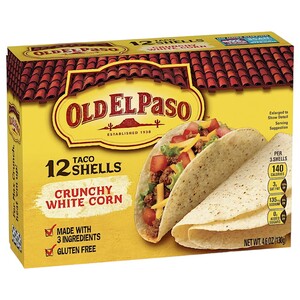 Old El Paso Taco Shells Crunchy White Corn 12 Pieces 130G