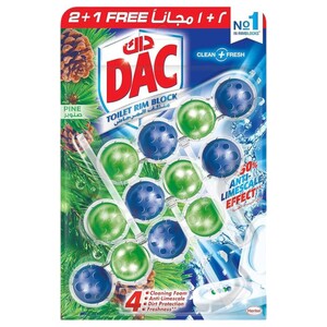 Dac Toilet Rim Block Power Active Pine 3 Pieces 150G
