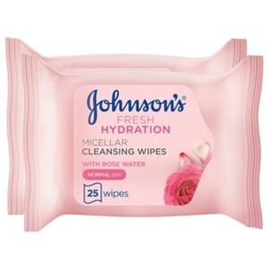 Johnson's Cleansing Wipes Normal Skin Fragrance Free 25 Pices X2