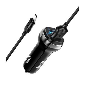 Hoco Car Charger Set Dual Port 30W Black