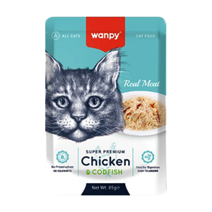 Wanpy Super Premium Chicken & Codfish In Jelly 85G