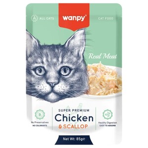 Wanpy Cat Food Super Premium Chicken & Scallop In Jelly 85G