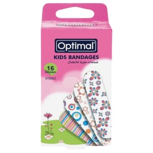Optimal Kids Bandage Flowers White Background 16 Pieces