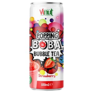 Vinut Popping Boba Bubble Tea Strawberry 320Ml