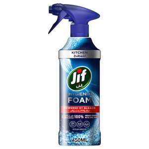 Jif Hygienic Foam Powered By Bleach Kitchen Cleaner Ocean Breeze 450Ml