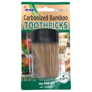 Ipak Carbonized Bamboo Toothpicks 500 Pieces