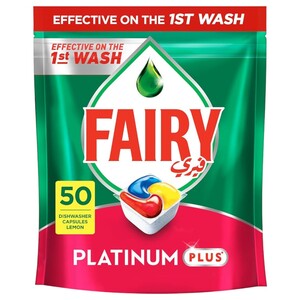 Fairy Plus Dishwasher Tablets Platinum Lemon 50 Pieces