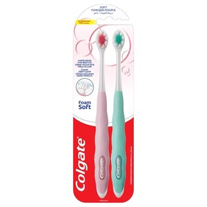 Colgate Toothbrush Foam Soft Super Dense Thin Bristles 2 Pieces