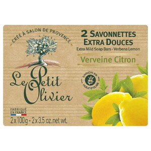 Le Petit Olivier 2 Savonnettes Extra Douces Verveine Citron 2 Pieces 100G