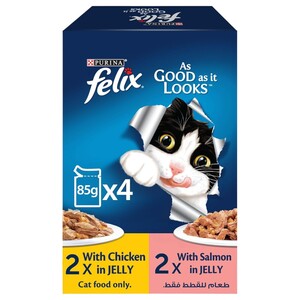 Felix Cat Food Chicken & Salmon In Jelly 4 Pieces 85G