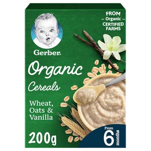 Gerber Cereals Organic Wheat, Oat & Vanilla 200G