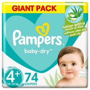 Pampers Regular Diapers Mainline Giant Pack Size 4+ 74 Pieces