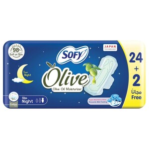 Sofy Pads Olive Oil Moisturizer Night 24+2 Pieces