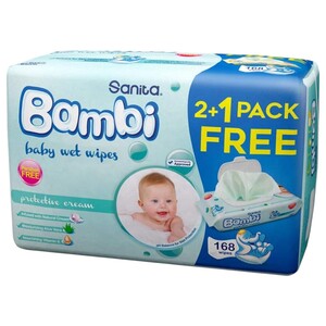 Bambi Wipes Aqua Clean 3 Pieces 168 Pieces
