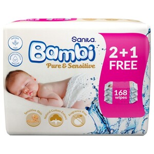 Bambi Wipes Pure Care 168 Pieces
