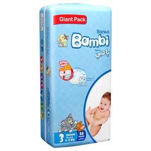 Bambi Diapers Medium Size 3 Giant 54 Pieces