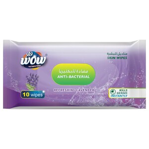 Wow Skin Wipes Anti-Bacterial Lavander 10 Pieces