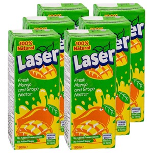 Laser Juice Uht Mango & Grape Nectar No Sugar 180Ml X6