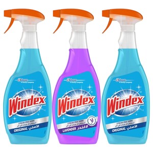 Windex Glass Cleaner Original 2 Pieces 750Ml + Lavender 750Ml