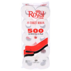 Royal Classic Toilet Roll 500 Sheets 10 Rolls