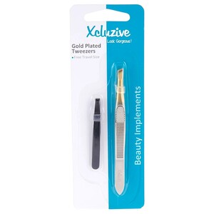 Xcluzive Slant Tweezers Gold Plated Handle