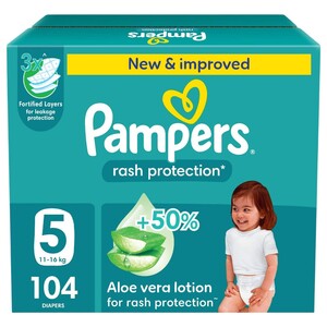Pampers Rash Protection Taped Diapers Size 5 104 Pieces