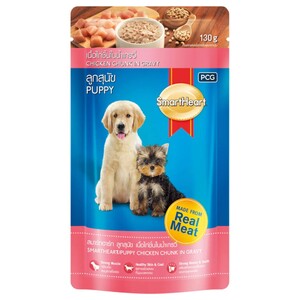 Smartheart Pouch Dog Puppy Food Chicken Chunk In Gravy 130G