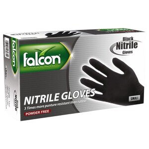 Falcon Nitrile Gloves Black Powder Free 100 Pieces