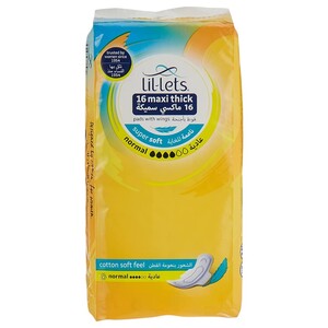 Lil-Lets Sanitary Pads With Wings Normal Thick Maxi 16 Pieces