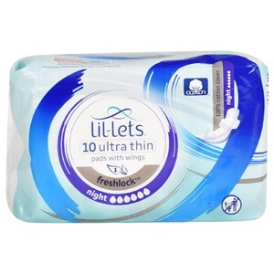 Lil-Lets Sanitary Pads With Wings Fresh Lock Ultra Night 10 Pieces