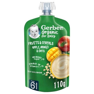 Gerber Organic For Baby Fruits & Cereals Apple, Mango & Oats 110G