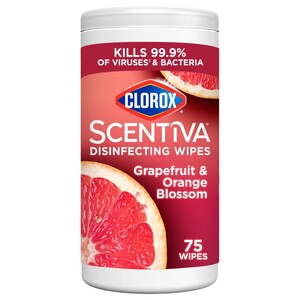 Clorox Scentiva Disinfecting Wipes Grapefruit And Orange Blossom 75 Wipes 474G