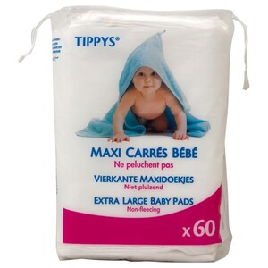 Tippys Maxi Square Cotton Pads Babies 60 Pieces