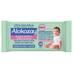 Alokozay Baby Wipes Ultra Sensitive Without Fragrance 40 Sheets