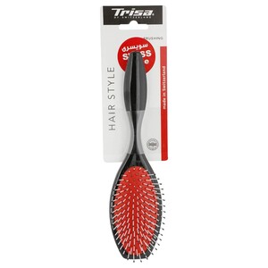 Trisa Hair Brush Large Red Rubber Design Metal Pins