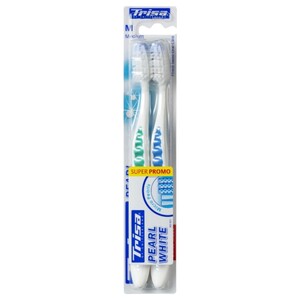 Trisa Toothbrush Pearl White Medium 1+1 Free
