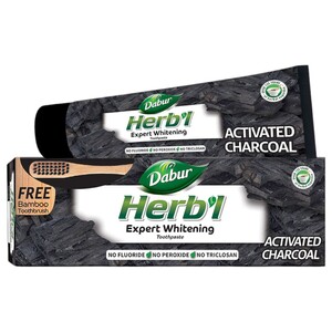 Dabur Toothpaste Herbal Activated Charcoal Whitening 150G + Toothbrush Free