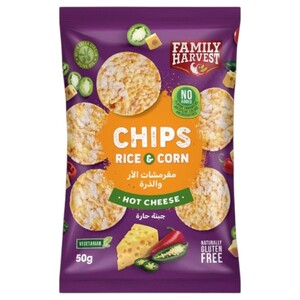 Family Harvest Rice & Corn Chips Hot Cheese 50G