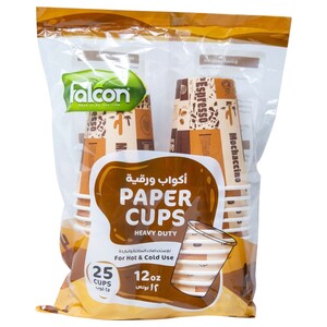 Falcon Paper Cups Heavy Duty 12Oz 25 Pieces