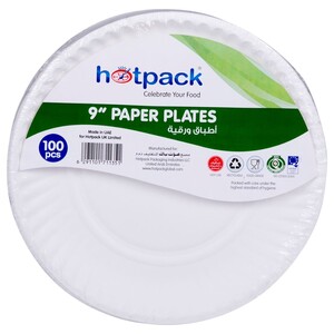 Hotpack Paper Plate 9 Inch 100 Pieces