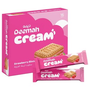 Deemah Cream Strawberry Biscuit 30G X16