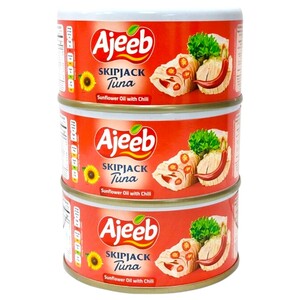 Ajeeb Tuna Skipjack In Sunflower Oil With Chilli 170G X3