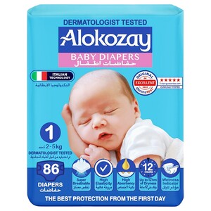 Alokozay Premium Baby Diapers Jumbo Size 86 Pieces