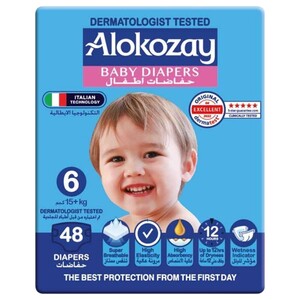 Alokozay Premium Baby Diapers Jumbo Size 6 48 Pieces