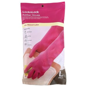 Locknlock Natural Latex Rubber Gloves Pink Large 39Cm