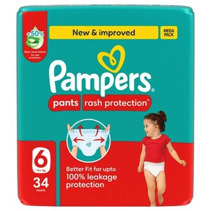 Pampers Rash Protection Diaper Pants With Aloe Vera Lotion Size 6