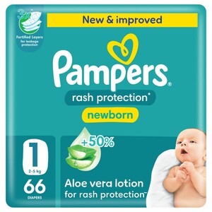 Pampers Rash Protection Newborn Diaper With Aloe Vera Lotion Size 1 66 Pieces